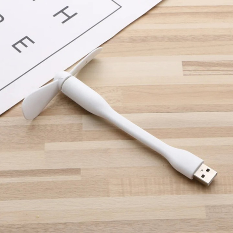 Mini ventilator din silicon, cu alimentare prin USB, portabil, brat flexibil, 14 x 8.5 cm, alb [3]