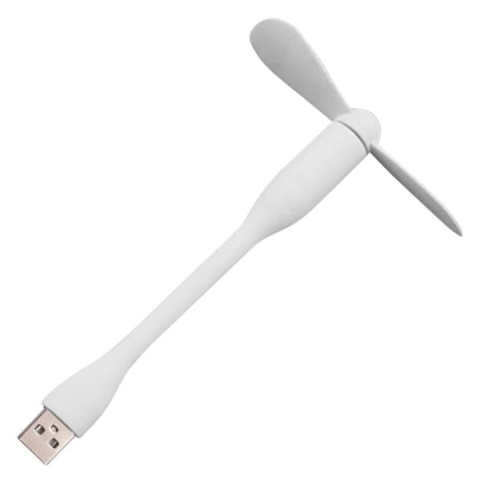 Diverse - Mini ventilator din silicon, cu alimentare prin USB, portabil, brat flexibil, 14 x 8.5 cm, alb
