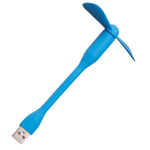 Diverse - Mini ventilator din silicon, cu alimentare prin USB, portabil, brat flexibil, 14 x 8.5 cm, albastru
