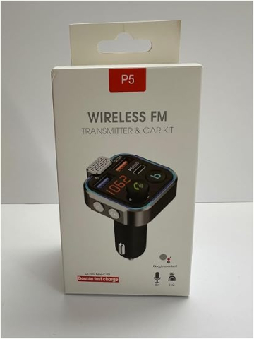 Modulator FM auto negru Bluetooth P5, transmitator wireless cu hands-free, USB QC3.0, USB-C PD 20W, afisaj digital, microfon si iluminare ambientala [3]