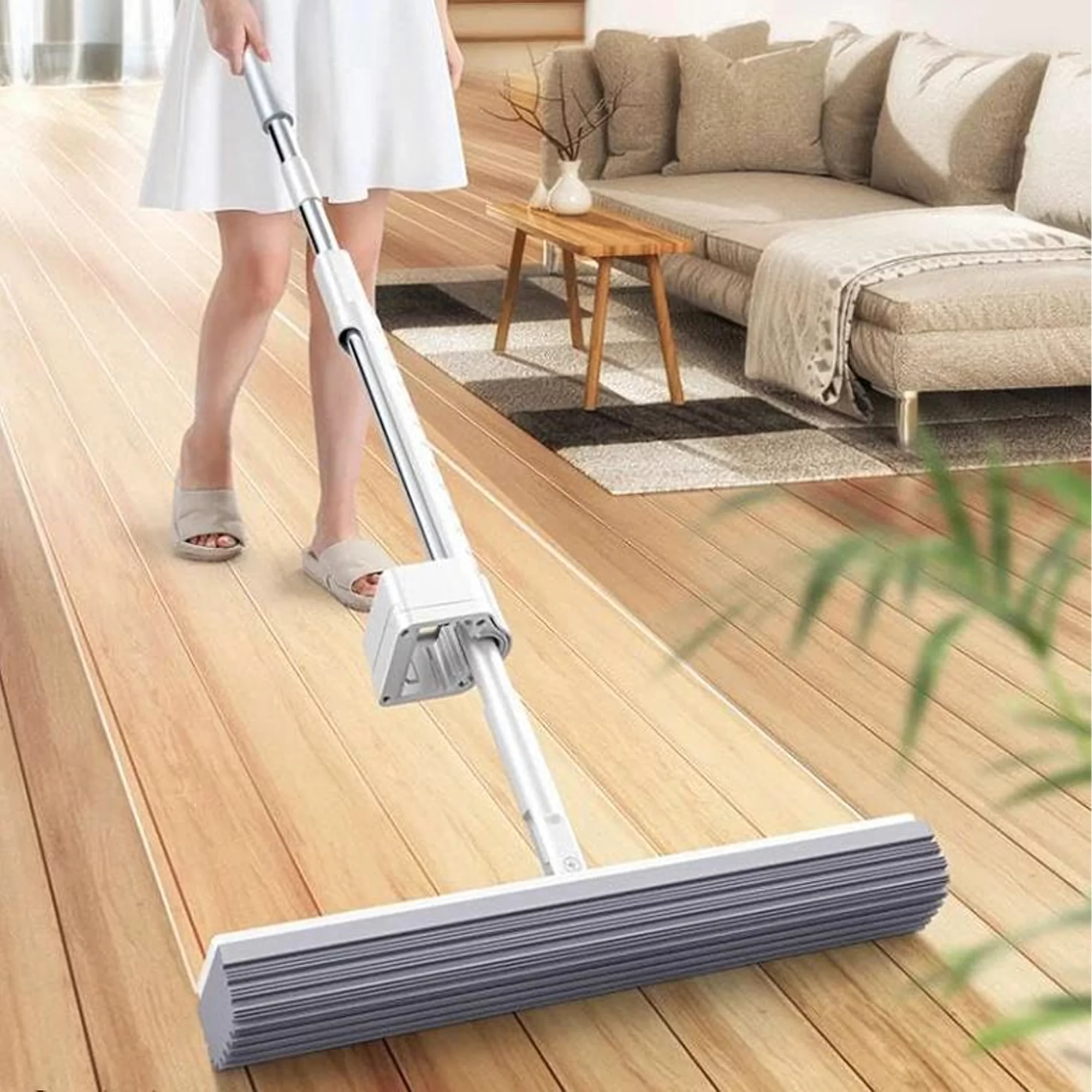 Mop cu burete PVA alb, 135 cm, cap 32 cm, mecanism de stoarcere integrat [3]