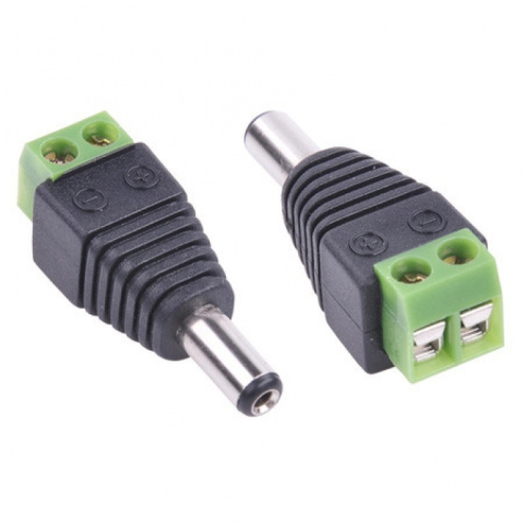 Mufa alimentare CCTV tata pentru camere supraveghere, conector alimentare 2.1/5.5 mm cu prindere surub, compatibil cablu alimentare sau UTP, 1 buc [1]