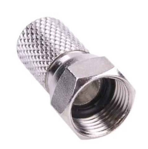 Multimetre - Mufa F HQ 6.6 mm cu garnitura, conector tata pentru cablu coaxial RG6, montaj prin infiletare, metal nichelat, pentru TV, satelit si CCTV