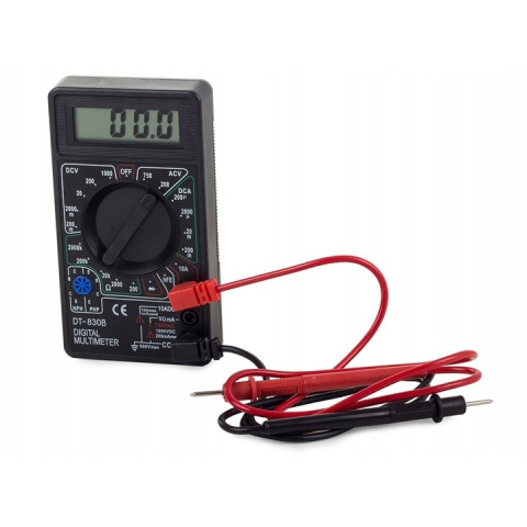 Multimetru digital DT-830B, cu ecran LCD, sonde de test incluse, alimentare 9V, negru – aparat profesional de masurare electrica [1]