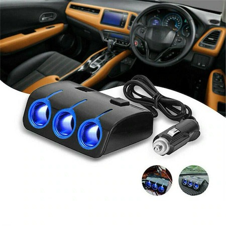 Multiplicator 60W bricheta auto 12V-24V, 3 iesiri si 2 USB - Negru [2]