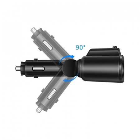 Multiplicator bricheta auto, modulator FM, Bluetooth, Handsfree, 2 x USB, 4.8A - Negru [4]