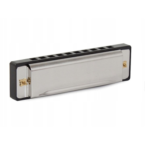 Muzicuta neagra argintie 10 x 2.8 x 2 cm, diatonica cu 10 gauri, acordaj Do, cu cutie de protectie, instrument muzical pentru copii si adulti [2]