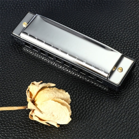Muzicuta neagra argintie 10 x 2.8 x 2 cm, diatonica cu 10 gauri, acordaj Do, cu cutie de protectie, instrument muzical pentru copii si adulti [3]