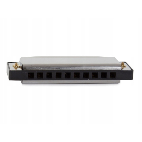 Muzicuta neagra argintie 10 x 2.8 x 2 cm, diatonica cu 10 gauri, acordaj Do, cu cutie de protectie, instrument muzical pentru copii si adulti [11]