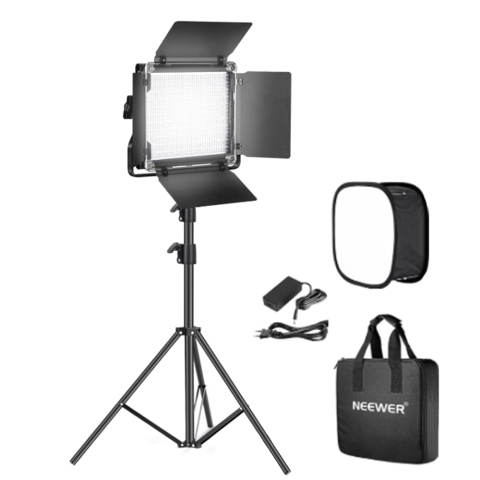 Neewer 660, panou de lumina LED, set studio cu 1 trepied, softbox pliabil, doua culori, CRI 97+, geanta transport si acumulator DC