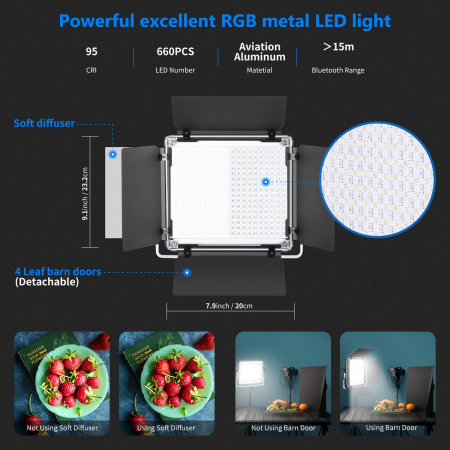 Panou Neewer RGB 660 LED,fara trepied inclus,gentuta de transport [2]