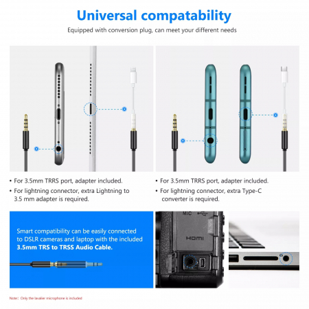 Microfon Lavalier Neewer omnidirecțional Plug & Play, microfon de înregistrare [2]