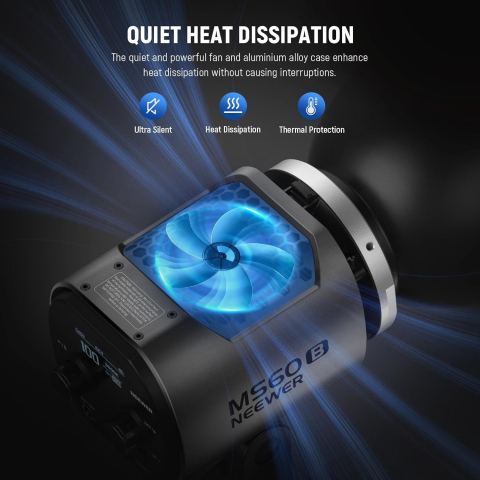 Neewer MS60B 65w Lampa LED, Baterie 2x 7800mAh NP-F970 cu fast charging, control prin aplicatie, temperatura 2700k-6500k, intensitate lumina 4000lux, CRI97+/TLCI98+ si 12 scene [4]