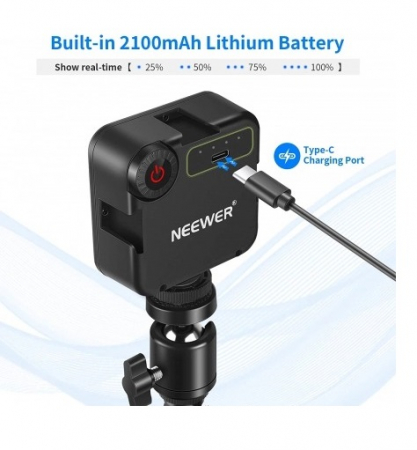 Mini trepied,filet universal 1/4 cu suport de telefon,mini panou LED - Neewer [5]