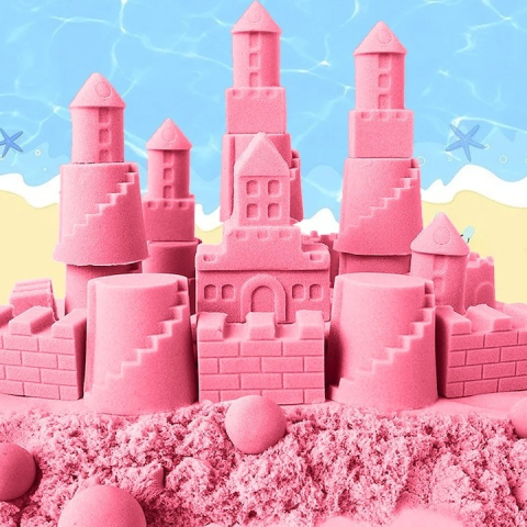 Nisip kinetic pentru modelat, usor de curatat, nu se usuca, 1 kg, roz [3]