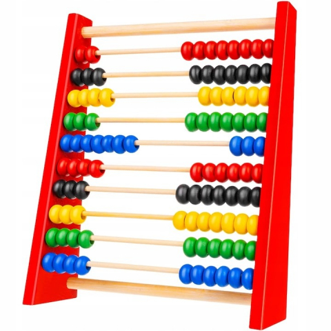 Jucării educative - Numaratoare din lemn pentru copii, 10 randuri, 100 bile colorate, 20x16x5 cm