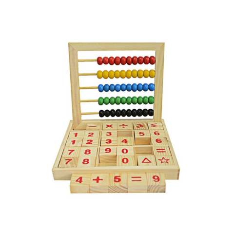 Numaratoare din lemn si 30 piese aritmetice, cifre, adunare, scadere, multicolor [3]