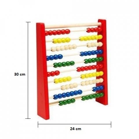 Numaratoare educativa din lemn pentru copii, 10 randuri, 100 bile colorate, 30x24x5 cm [2]