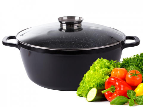 Oala cu aromatizator pentru gatit 13l, capac de sticla, manusi incluse 37x15 cm - Negru [2]