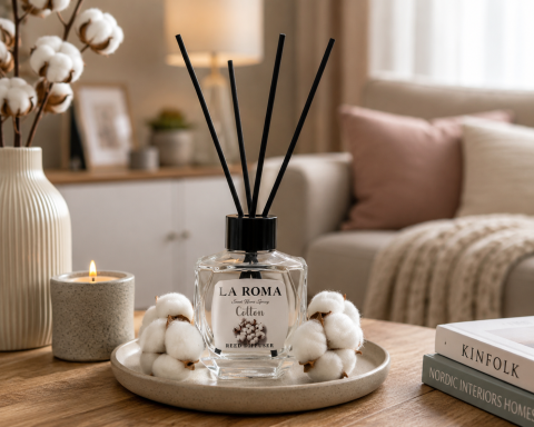Odorizant ambiental cu betisoare, parfum  Bumbac 130 ml, difuzor parfum Cotton Fresh pentru living, dormitor, birou, hotel si spatii comerciale [4]