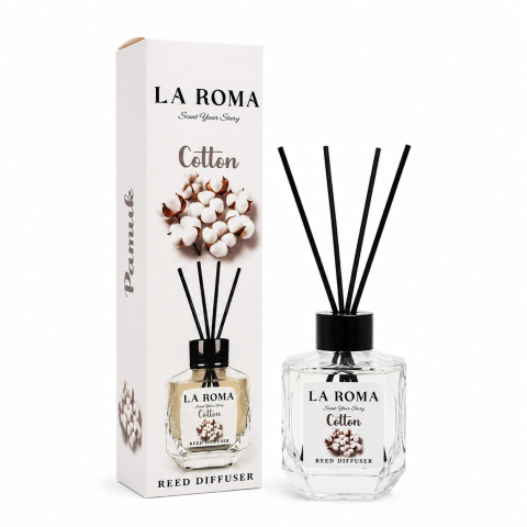 Odorizante - Odorizant ambiental cu betisoare, parfum  Bumbac 130 ml, difuzor parfum Cotton Fresh pentru living, dormitor, birou, hotel si spatii comerciale