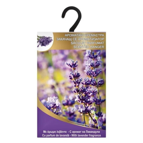 Odorizant parfumat tip umeras, parfum de lavanda, 24 x 12 cm, pentru dulap, masina si dressing