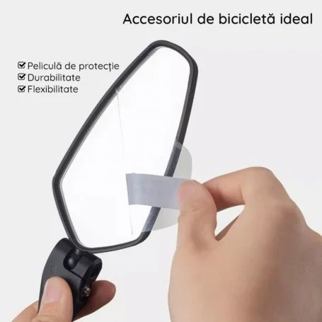 Oglinda retrovizoare pentru bicicleta, ajustabila, rotatie 360°, 11 x 6 cm, negru [4]