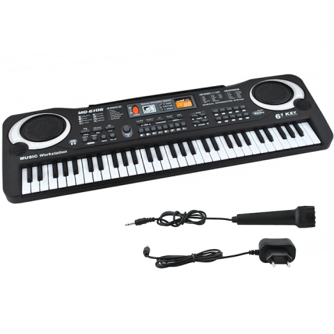 Alte jucării - Orga electronica pentru copii, 61 clape, microfon inclus, alimentare 6V, functie de inregistrare, 54 x 17 cm – instrument muzical educational pentru incepatori