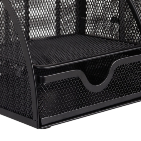 Organizator pentru birou, metalic, 7 compartimente, 22 x 14 x 12.7 cm, negru [2]