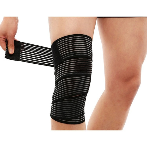 CASA & GRADINA - Orteza elastica pentru picior sau mana, cu prindere tip arici, 7.5 x 180 cm, nailon, negru