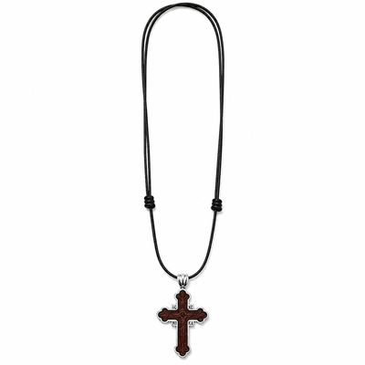 Pachet 10 coliere maro-argintii 42,5 cm x 2 cu cruce 4,3 x 2,7 cm, pandantiv 2 fete Iisus Hristos, IC XC NI KA si AGION OROS Muntele Athos [2]
