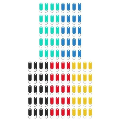 Pachet 100 brelocuri pentru etichetare chei, identificatoare colorate cu suport pentru notite si inel metalic, multicolor [8]