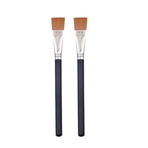Pensule Machiaj - Pachet 2 pensule pentru face painting si body painting, peri sintetici delicati, cap plat pentru distribuire uniforma, maner usor din plastic, reutilizabile, negru