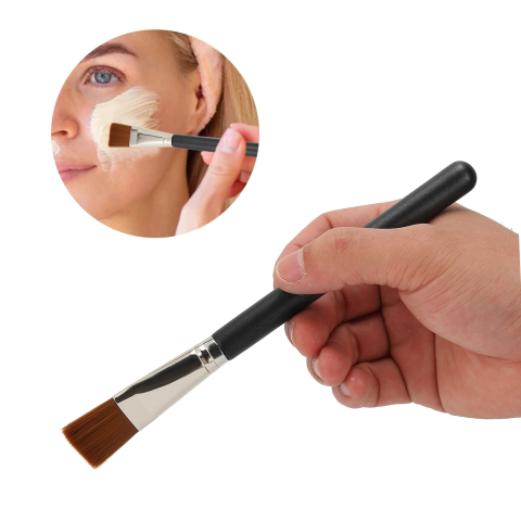 Pachet 2 pensule pentru face painting si body painting, peri sintetici delicati, cap plat pentru distribuire uniforma, maner usor din plastic, reutilizabile, negru [5]