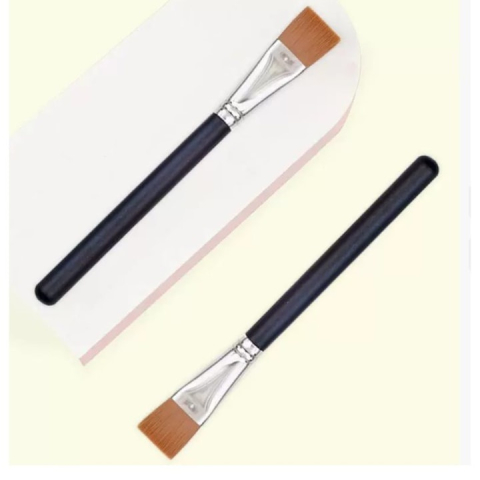 Pachet 2 pensule pentru face painting si body painting, peri sintetici delicati, cap plat pentru distribuire uniforma, maner usor din plastic, reutilizabile, negru [2]