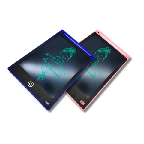 JOCURI ȘI JUCĂRII - Pachet 2 tablete de scris si desenat, ecran LCD pentru copii, pe baza de bateri – roz si albastra