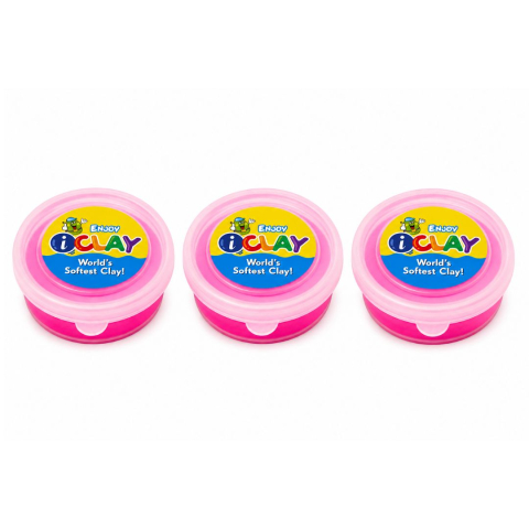 JOCURI ȘI JUCĂRII - Pachet 3 bucati plastilina roz neon pentru copii si adulti, uscare naturala fara crapare, 18 g fiecare