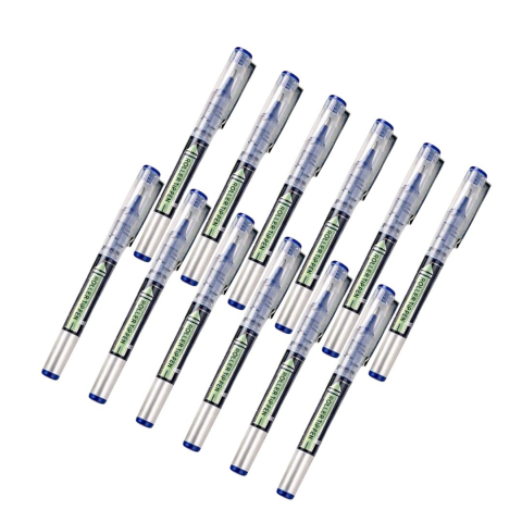 PAPETARIE & BIROTICA - Pachet economic 12 pixuri cu cerneala albastra, varf V-tip 0.5 mm, corp transparent, scriere precisa si confortabila, 13.2 cm