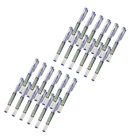 PAPETARIE & BIROTICA - Pachet economic cu 24 pixuri pentru birou si scoala, cerneala albastra, varf V-tip 0.5 mm, corp transparent, 13.2 cm