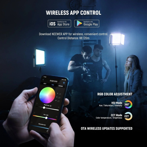 Pachet RBG1200 Lampa Video LED RGB 60W 2500K-8500K, control APP, iluminare profesionala pentru fotografie si streaming, trepied reglabil si mini trepied incluse [4]