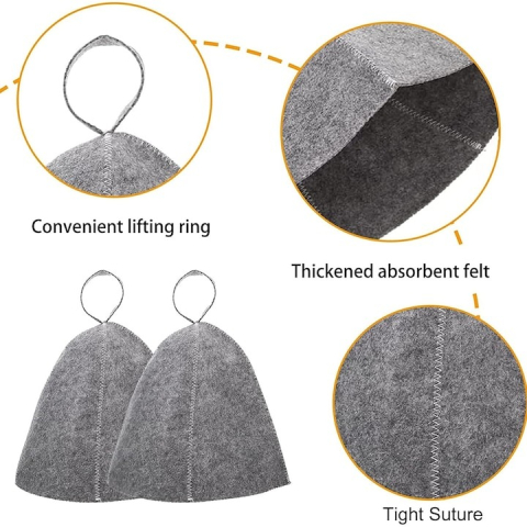 Palarie de protectie pentru sauna, unisex, fetru, universala, gri [6]