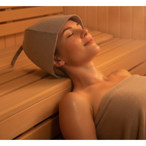 Palarie de protectie pentru sauna, unisex, fetru, universala, gri [2]