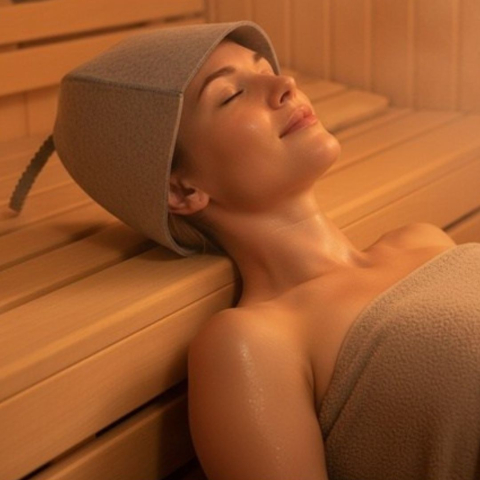 Palarie protectie pentru sauna si spa, din fetru gri, marime universala, confort termic pentru cap si par [2]