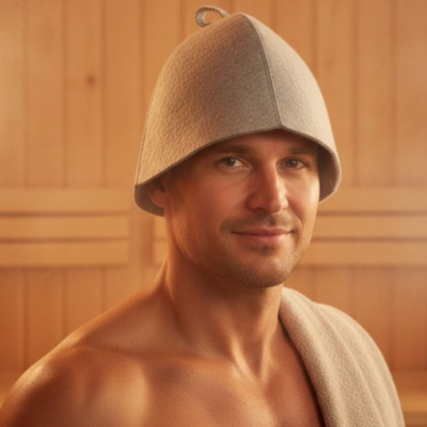 Palarie protectie pentru sauna si spa, din fetru gri, marime universala, confort termic pentru cap si par [3]