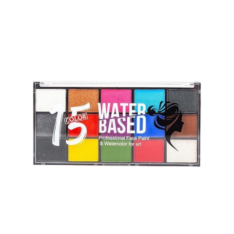 Set pictură și desen - Paleta compacta pentru pictura pe fata si corp cu 15 culori pe baza de apa, activare rapida cu apa, pentru machiaj artistic si joaca creativa, multicolor