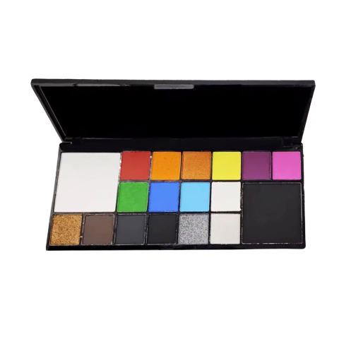 Set pictură și desen - Paleta pentru face painting cu 18 nuante, activare cu apa, vopsea pentru fata si corp, non-toxica, pentru carnaval, teatru si activitati creative, multicolor