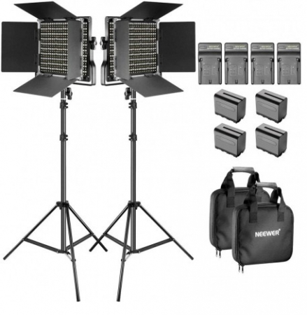Kit 2 Panouri Neewer Bi Color 660 LED,trepiezi 200 cm,4 baterii + 4 incarcatori,2 gentute transport [4]