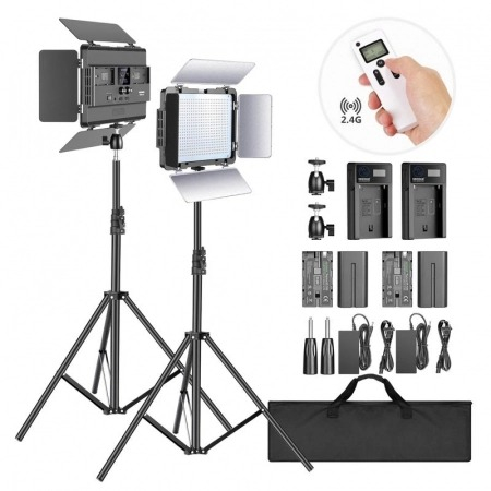 Panouri Led - Kit 2 Panouri Neewer Bi Color 600 LED,telecomanda,4 baterii + 2 incarcatori + geanta transport