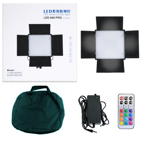 ECHIPAMENTE FOTO - Panou de lumina, LED 660Pro 30w, 3200-5600k RGB, Control prin telecomanda, Geanta de transport