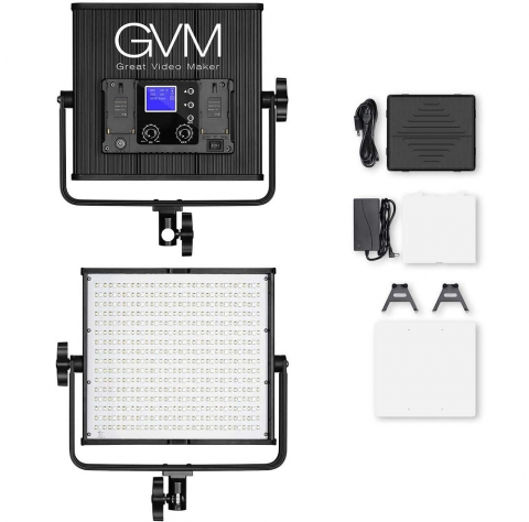 Panou RGB GVM 50RS, 384 LED, trepied 200 cm inclus, accesorii alimentare [1]